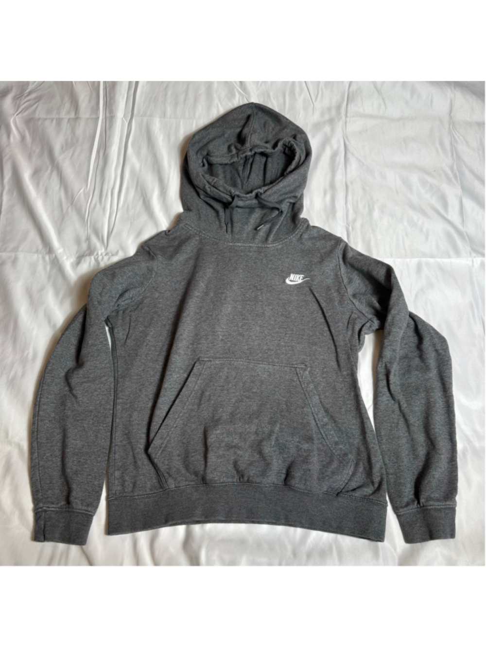 Women's Nike Pullover Hoodie Sweatshirt Size M Grey White
